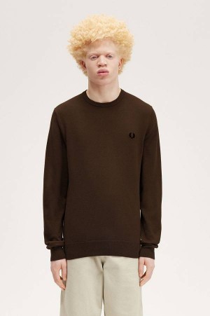 Fred Perry Classic Crew Neck Jumper Burnt Tobacco | FP70162