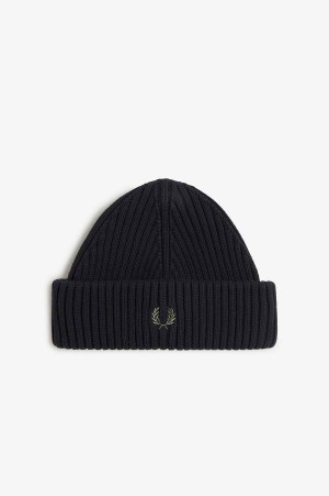 Fred Perry Cotton Rib Beanie Black | FP70393