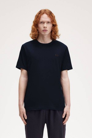 Fred Perry Ringer T-Shirt Navy/Carrington Brick | FP70209