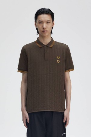 Fred Perry Short Sleeve Quilted Fred Perry Shirt Coffee | FP69928