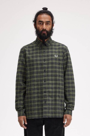 Fred Perry Tartan Oxford Shirt Laurel Wreath Green | FP70068